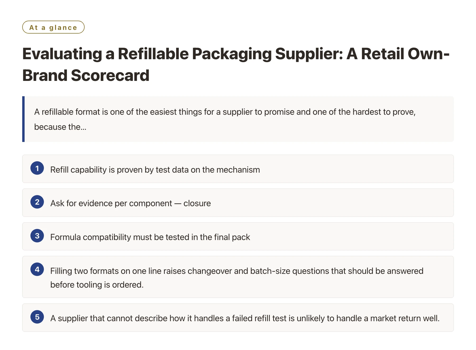 Evaluating a Refillable Packaging Supplier: A Retail Own-Brand Scorecard——全文要点速览