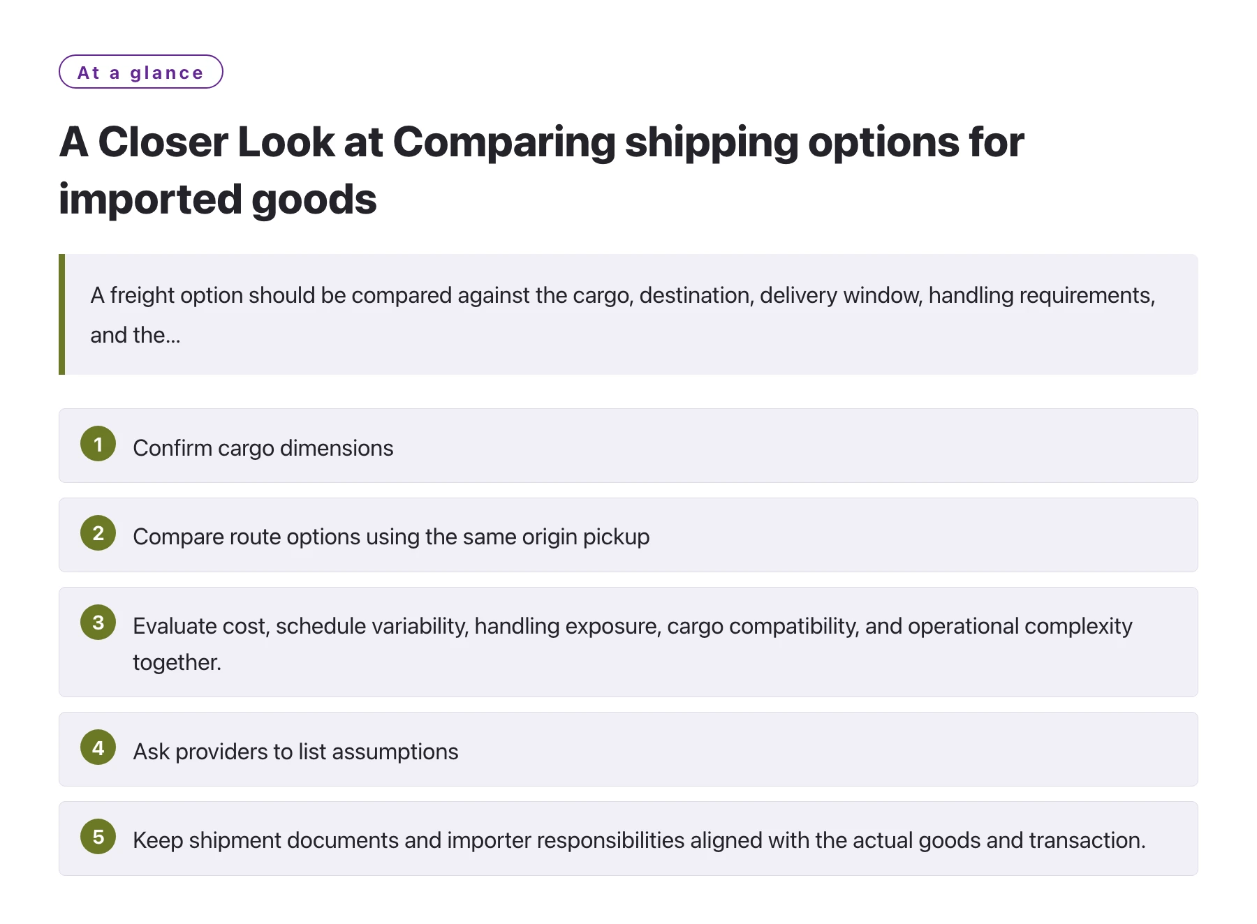 A Closer Look at Comparing shipping options for imported goods——全文要点速览